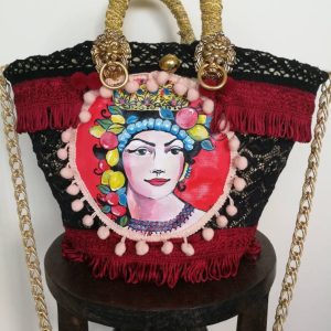 Coffa siciliana,borsa siciliana, borsa dipinta a mano misura media, sicilian bag