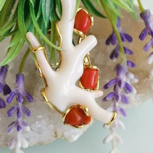 Anello maxi corallo rosa e  corallo rosso , anello argento 925, gioielli italiani