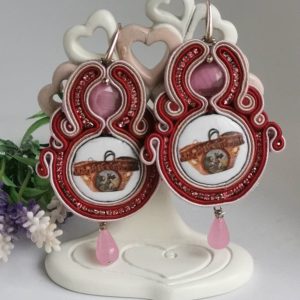 Orecchini soutache con ceramica di Caltagirone, orecchini argento 925 ,  orecchini siciliani maxi