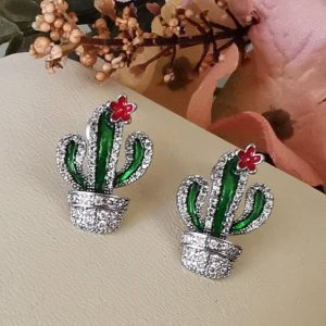 Orecchini cactus  con zirconi