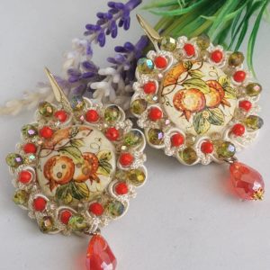 Orecchini ceramica di Caltagirone, orecchini  barocchi maxi ,  orecchini siciliani