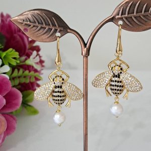 Orecchini perle barocche bianche, cristalli e argento 925 , baroque pearl earrings