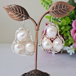 Orecchini perle barocche bianche e argento 925  , gioielli italiani