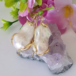 Orecchini perle barocche bianche e argento 925 , gioielli italiani