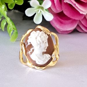 Anello  cammeo conchiglia corniola , anello maxi argento 925 , gioielli italiani