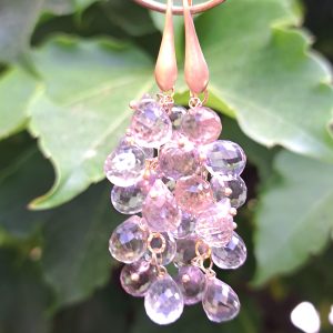 Orecchini a grappolo pietre briolette ametrino,  orecchini ametista , orecchini argento 925 placcato oro