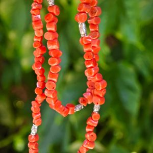 Collana corallo rosso mediterraneo naturale e argento 925 , collana girocollo, collana unisex