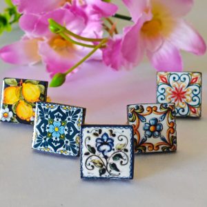 Anello piastrella ceramica Caltagirone, anello siciliano