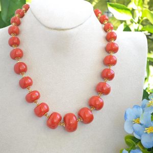 Collana girocollo maxi perle lacca rossa, collana gumball , collana statement