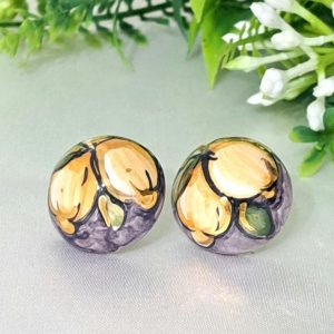 Orecchini ceramica Caltagirone e argento 925 placcato oro, orecchini siciliani
