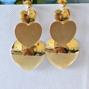 Orecchini Cuore argento 925 placcato oro, orecchini pendenti, gioielli italiani