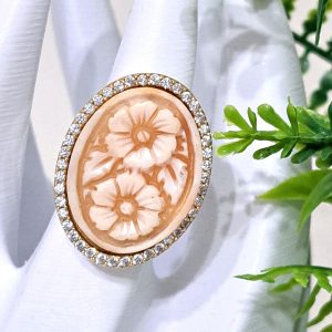 Anello  cammeo conchiglia sardonica e argento 925 , gioielli italiani