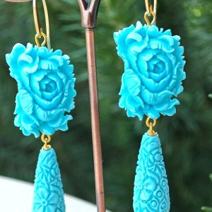 Orecchini rose turchese, orecchini gocce turchese , orecchini argento 925 , gioielli italiani