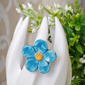 Anello ceramica di Caltagirone, anello fiore , anello siciliano