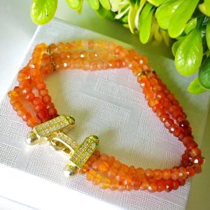 Bracciale pietre dure corniola , bracciale argento 925 con zirconi, gioielli italiani