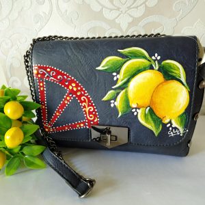 Borsa dipinta a mano misura piccola, borsa limoni ,, sicilian bag