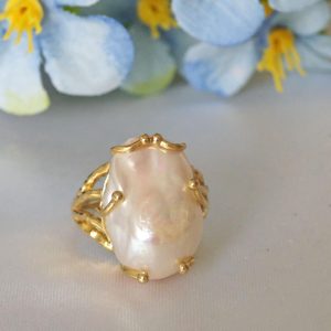 Anello argento 925 e perle bianche  , anello maxi, gioielli italiani