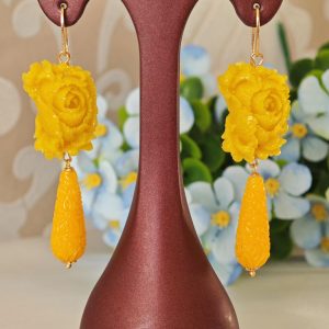 Orecchini rose citrino ,orecchini giccia, orecchini argento 925 , gioielli italiani