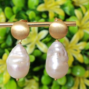 Orecchini perle barocche bianche e argento 925 placcato oro, gioielli italiani