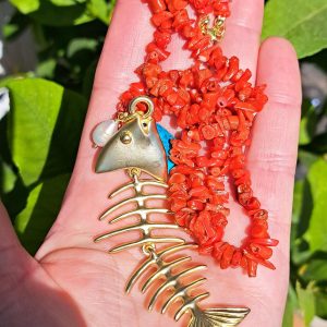 Collana corallo rosso mediterraneo naturale e argento 925 placcato oro,  gioielli italiani