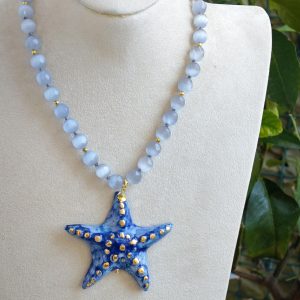Collana stella marina ceramica di Caltagirone, collana girocollo, collana siciliana