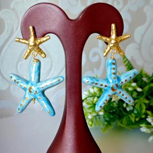 Orecchini stelle marine in ceramica di Caltagirone , orecchini siciliani