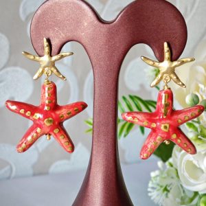 Orecchini stelle marine in ceramica di Caltagirone , orecchini siciliani