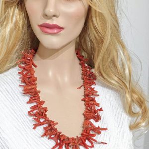 Collana corallo rosso naturale mediterraneo con chiusura argento 925 placcato oro, gioielli italiani