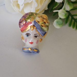 Anello ceramica Caltagirone e ottone, anello siciliano