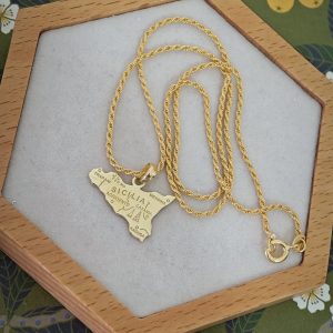 Collana Sicilia in argento 925 placcato oro, gioielli italiani, gioielli minimal