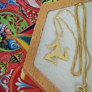 Collana Trinacria in argento 925 placcato oro, gioielli italiani, gioielli minimal