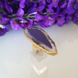 Anello pietra vera Agata viola . Anello maxi.
