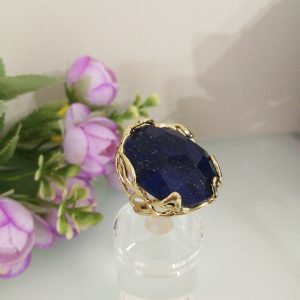 Anello pietra lapislazzuli blu. Anello pietra vera maxi.