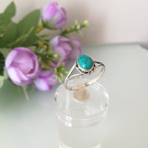 Anello turchese. Anello pietra turchese vera. Anello argento.