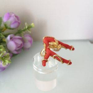 Anello corallo rosso naturale del mediterraneo. Anello rametto corallo rosso. Anello argento.