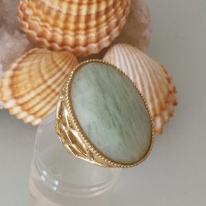 Anello pietra Amazzonite e ottone dorato