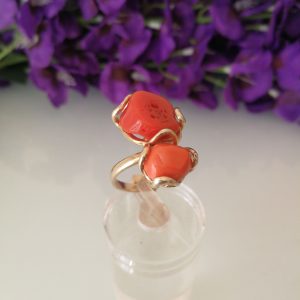 Anello corallo rosso  naturale del mediterraneo maxi.Anello argento.