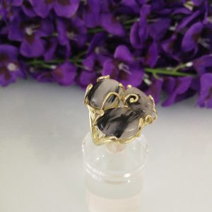 Anello pietre di quarzo tigre .Anello pietre multiple