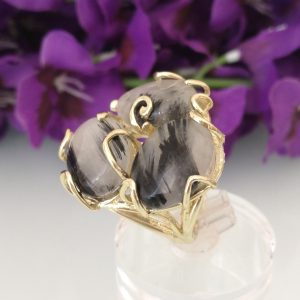 Anello pietre di quarzo tigre .Anello pietre multiple