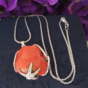 Collana corallo rosso naturale del mediterraneo e argento . Ciondolo corallo rosso naturale del mediterraneo. Ciondolo argento