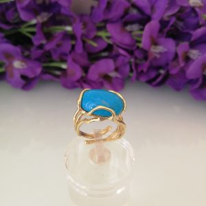Anello turchese. Anello pietra turchese vera cabochon. Anello argento.
