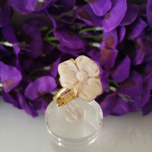 Anello Fiore cammeo conchiglia .Anello argento.Cammeo sardonico