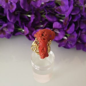 Anello corallo rosso del mediterraneo. Corallo rosso naturale