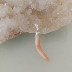 Rametto corallo bianco riflesso rosa del mar rosso . Cornetto  portafortuna