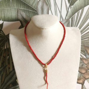 Collana con cornetto corallo rosso mediterraneo. Cornetto rosso portafortuna