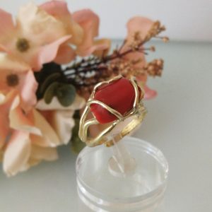 Anello  corallo rosso naturale del mediterraneo. Anello corallo vero .Anello argento.