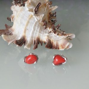 Orecchini  corallo rosso del mediterraneo. Orecchini argento.Vero corallo rosso naturale.