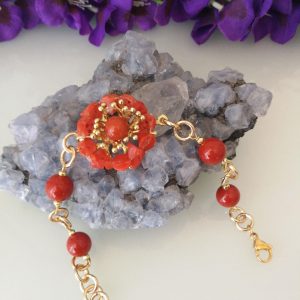 Bracciale corallo rosso naturale del mediterraneo. Bracciale donna.Corallo vero
