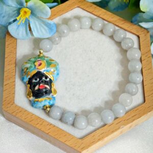 Bracciale testa di moro in ceramica di Caltagirone, bracciale pietre dure giadeite, bracciale siciliano
