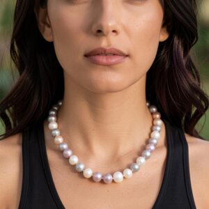 Collana girocollo perle rosa e argento 925, gioielli italiani